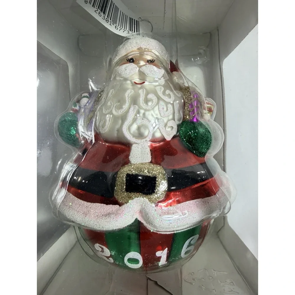 Christopher Radko Celebration 2016 Handcrafted Glass Santa Ornament